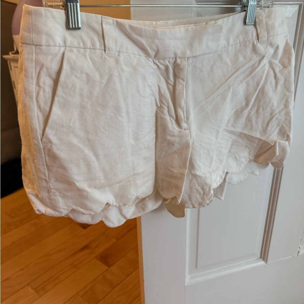 Women's white Scalloped Shorts- JCrew
